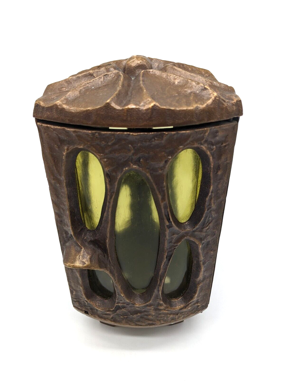 Bronze Grave Light Lamp Cemetary Headstone Memorial Candle Stained Glass