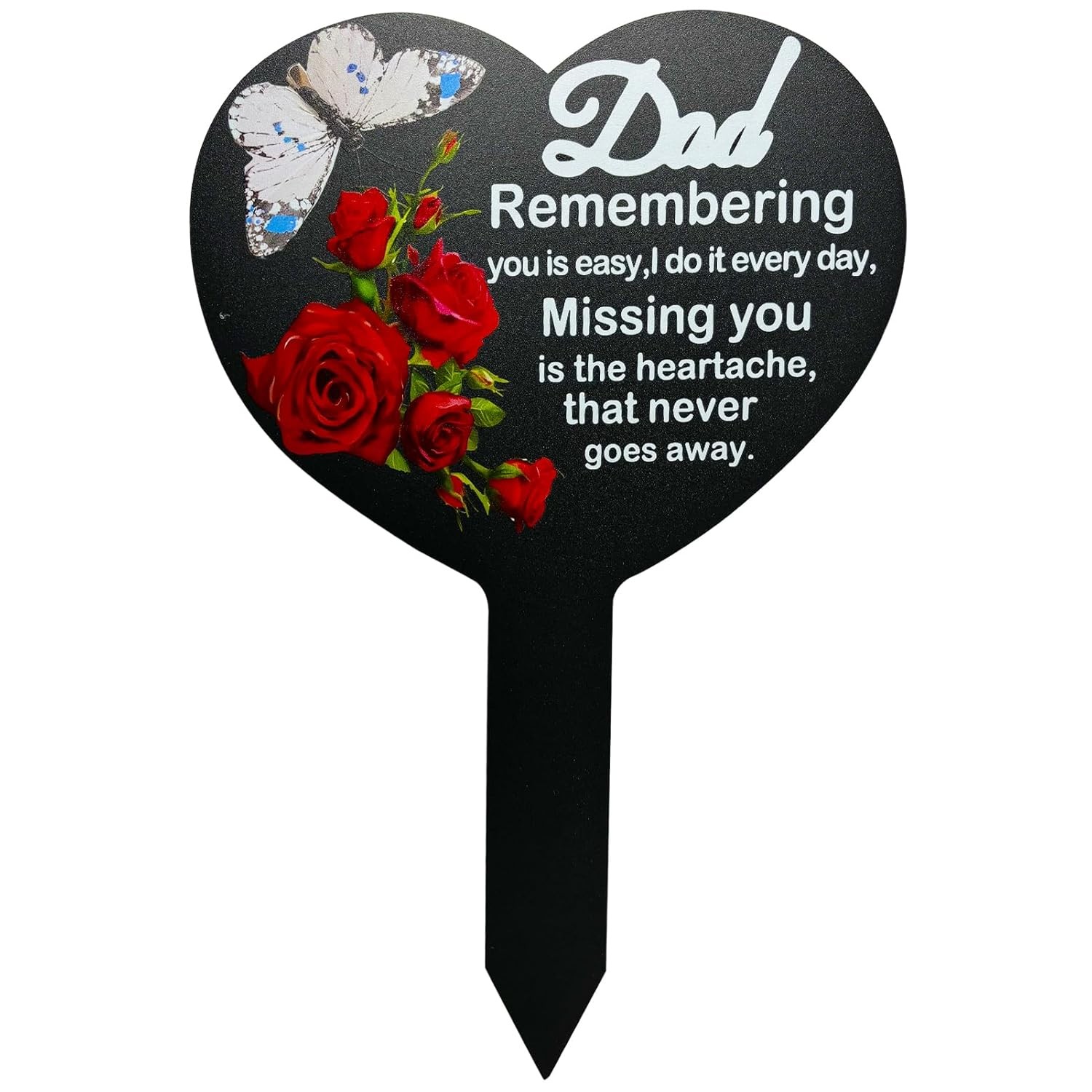 Dad Memorial Heart Shaped Plaque Cemetery Decoration Grave Stake Sympathy Gift