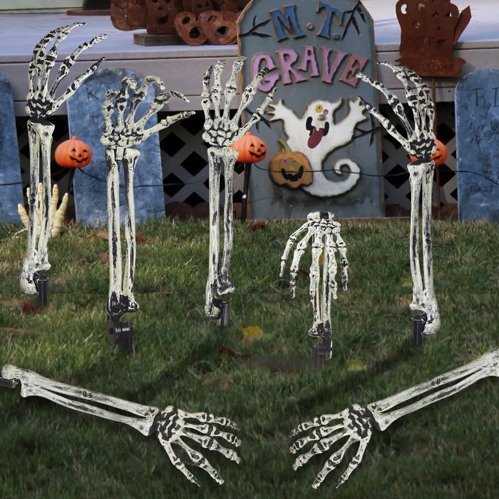 10 PCS Halloween Skeleton Arms Decoration Realistic Skeleton Hands for Garden…