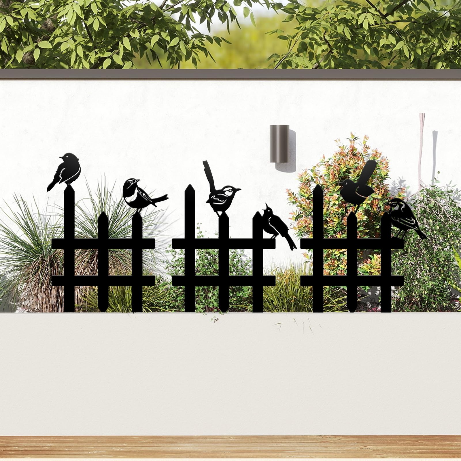 3 Pcs Small Garden Fence with 6 Pieces Birds Decoration, Rustic Garden Decor,…