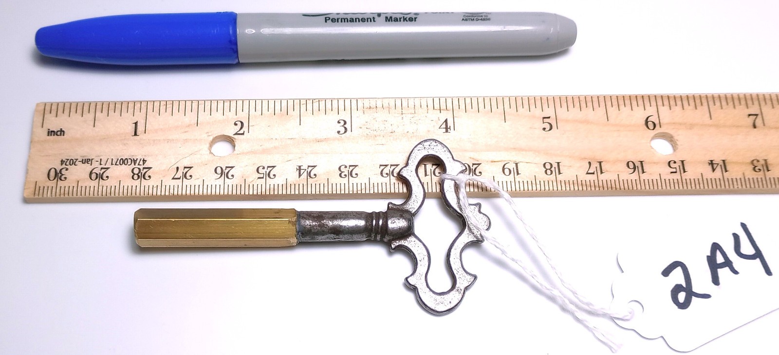 Cast Iron and Brass Batwing Pocket Casket Key / Coffin Key