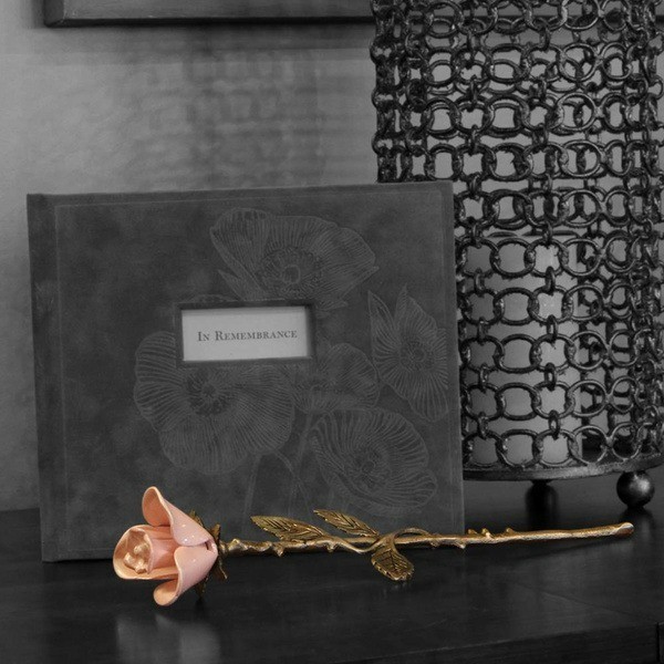 New, Solid Brass Pink Threaded Rose Keepsake Funeral Cremation Urn For Ashes