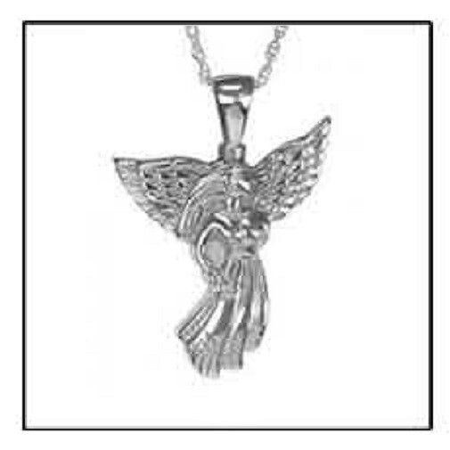 Sterling Silver Angel Funeral Cremation Urn Pendant w/Chain for Ashes