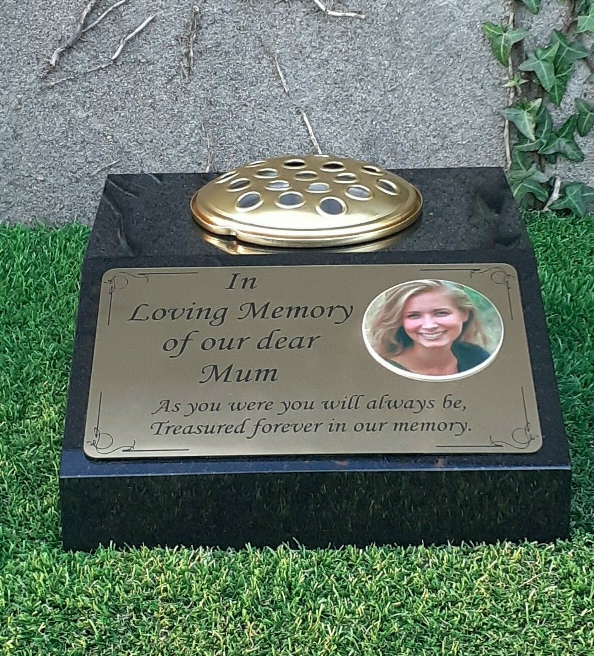 Personalised Granite Photo Memorial Vase Grave Memorial Headstone Cemetery Vase