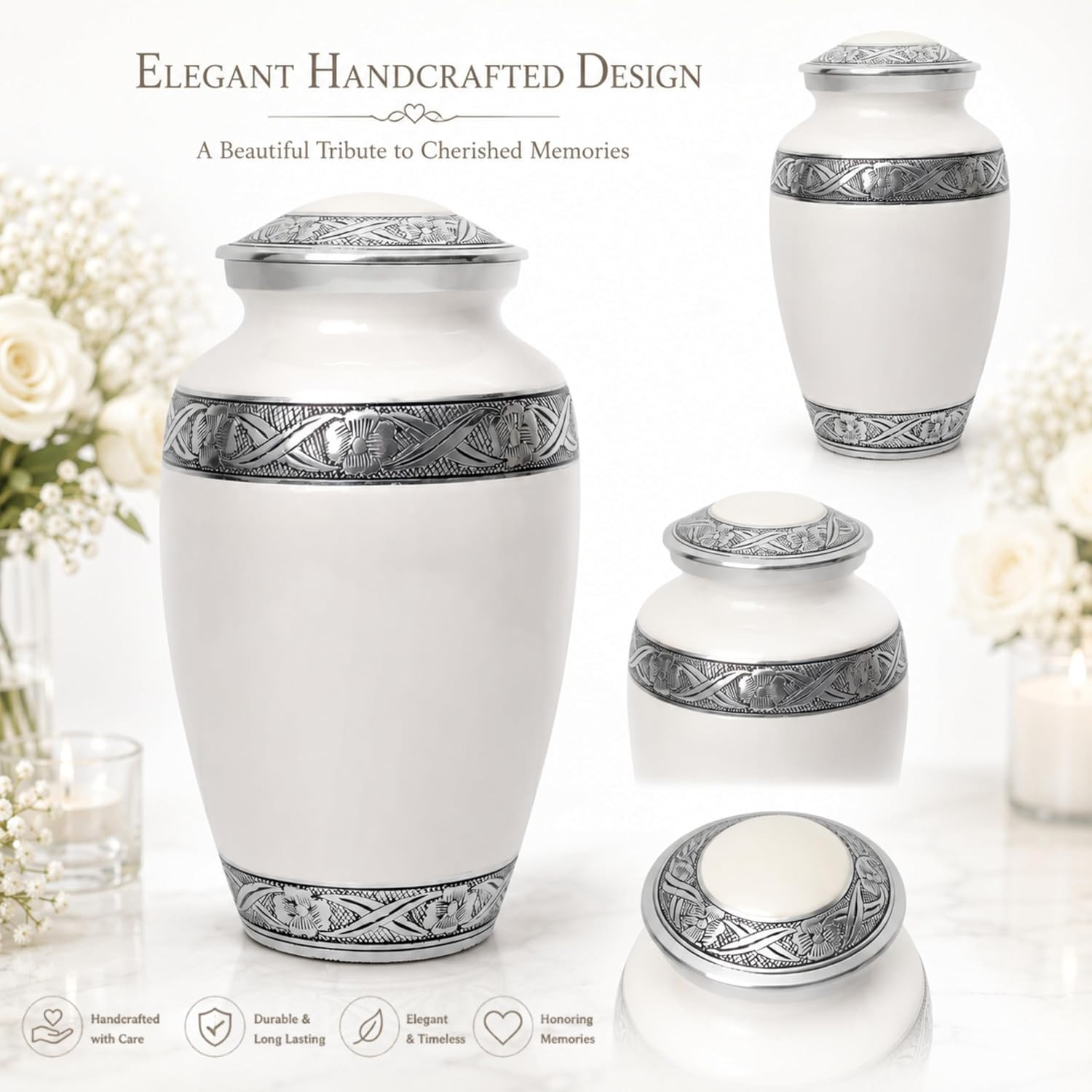 Urns for Human Ashes Adult Female and Male 200+ Cubic Inches, Decorative Burial