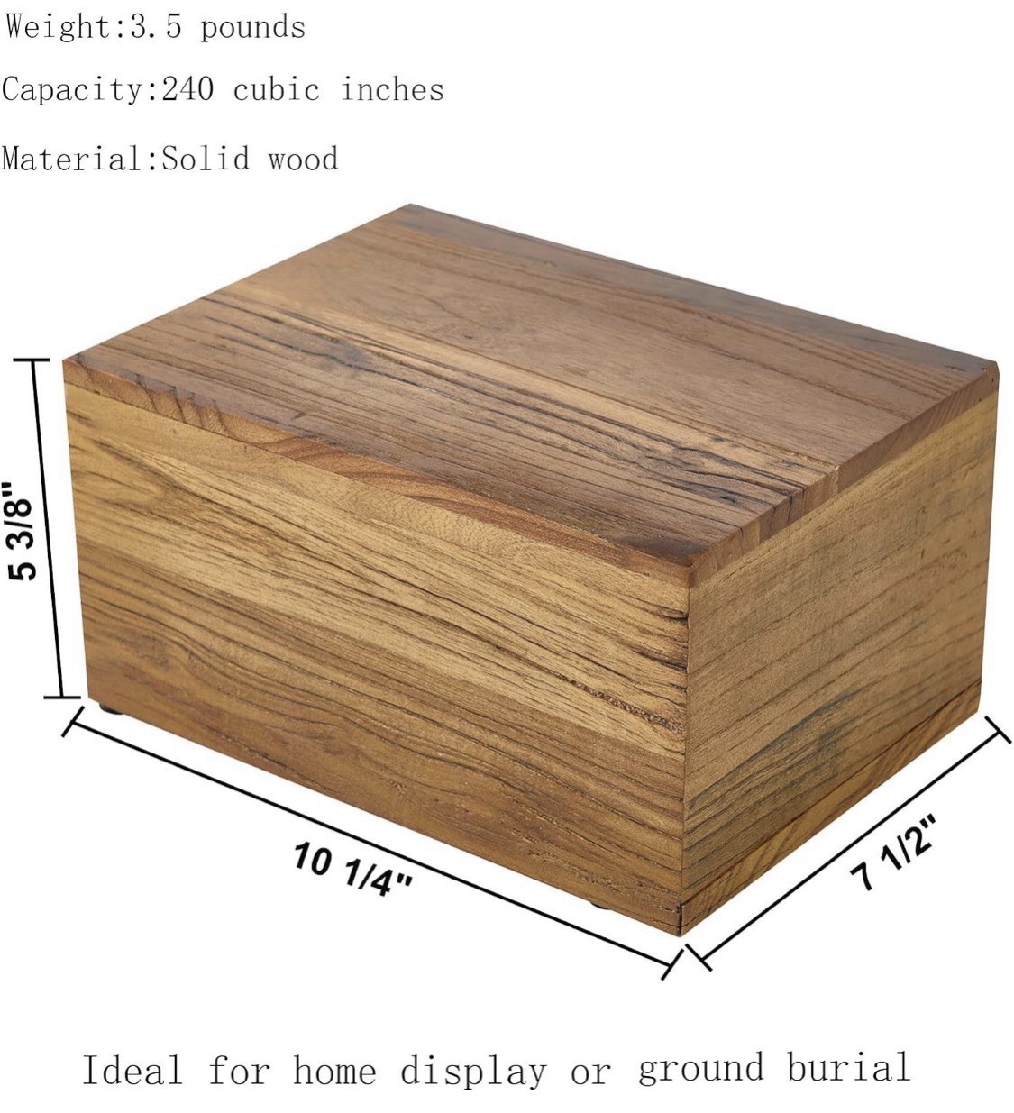 Rustic Barn Wood Cremation Urn Adult Human Ashes Solid Wood Burial Memorial Box