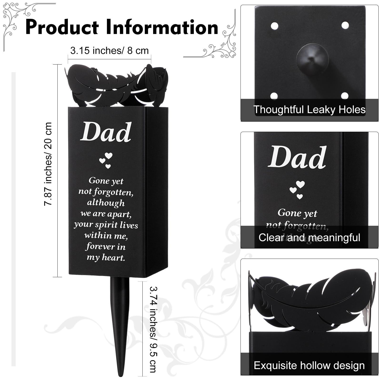 Geosar Father’s Day Dad Memorial Stakes Grave Cemetery Decorations Metal Feat…