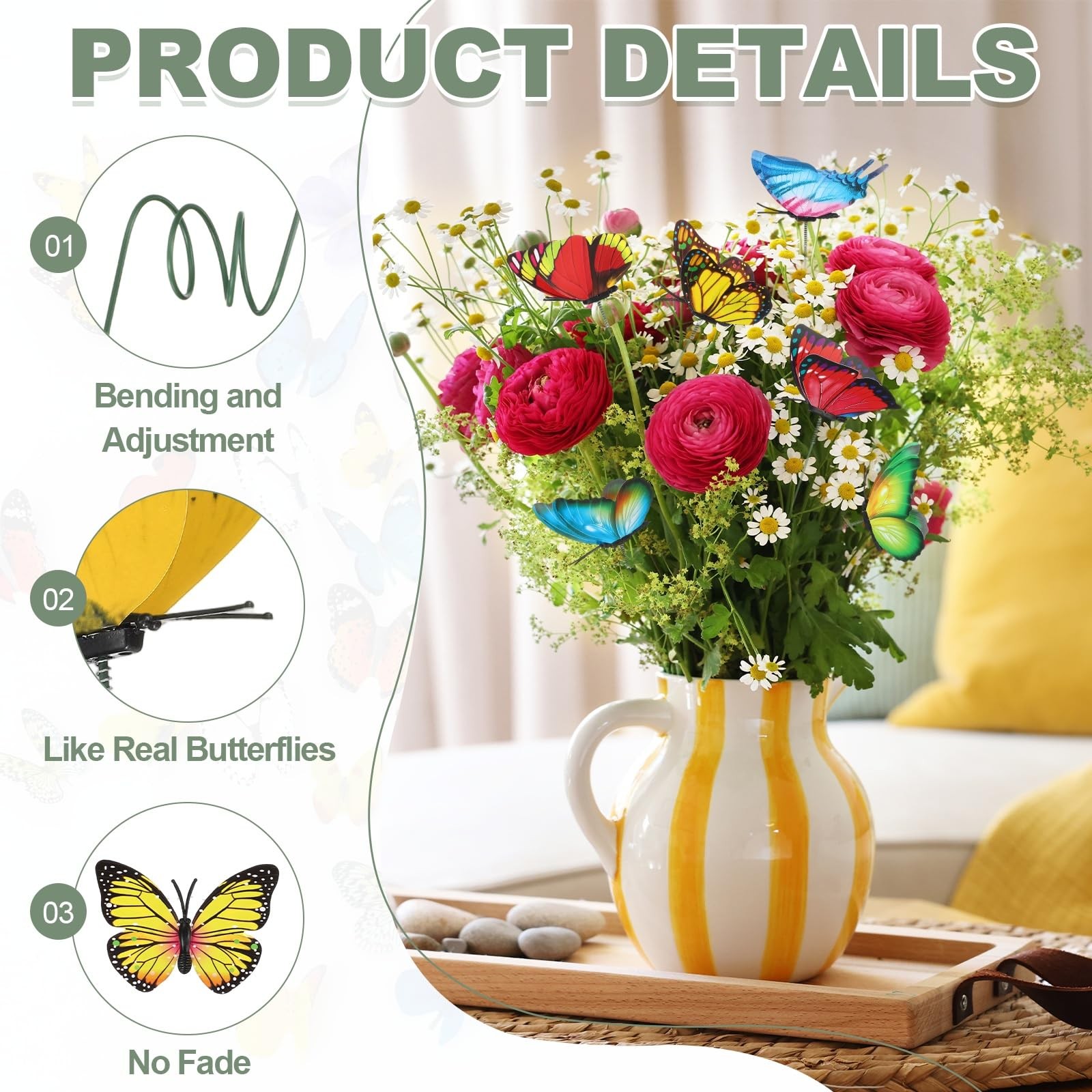 20pcs Butterfly Garden Stakes Waterproof PVC Decor for Indoor & Outdoor Use