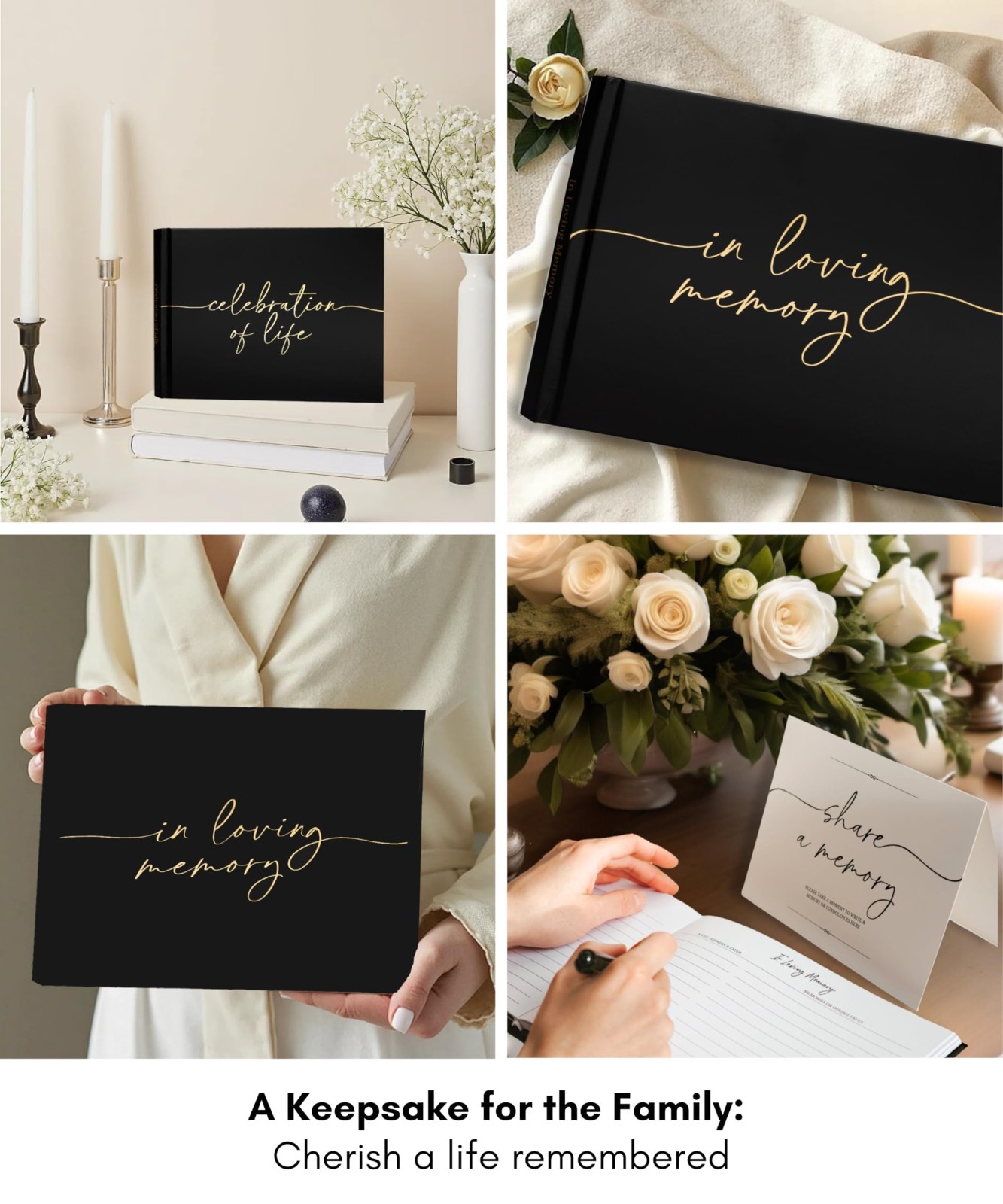 Memorial Guest Book for Funeral & Celebration of Life – Keepsake Sign-In Book
