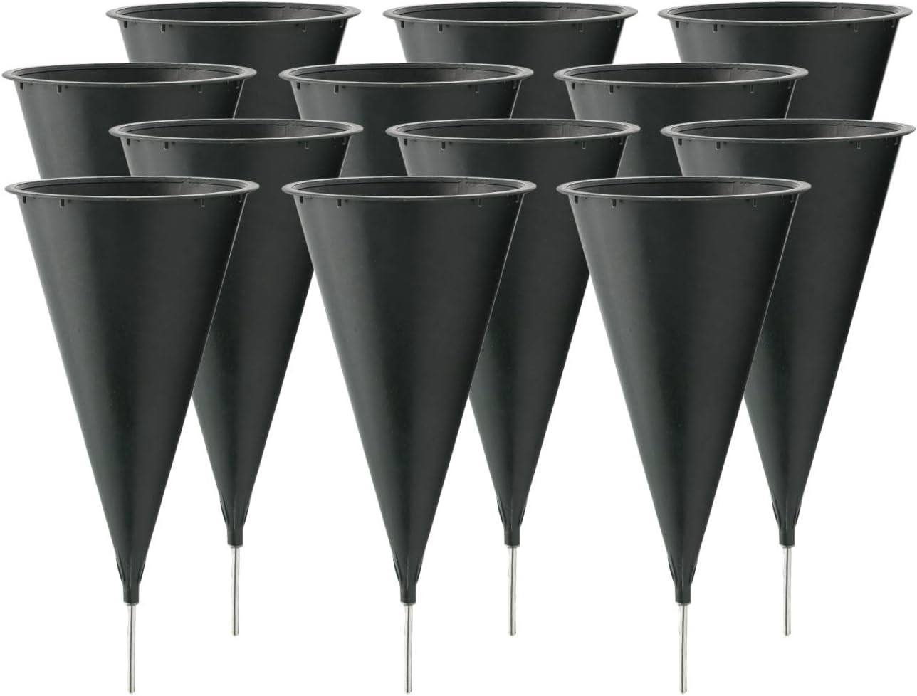 Cemetery Vases Plastic Medium Set of 12 Outdoor Flower Holders Ground Stakes