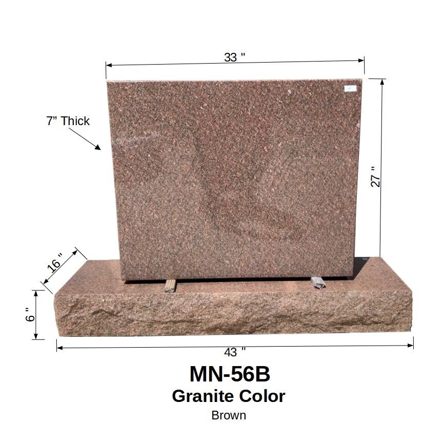 Brown Granite Monument Cemetery Grave Marker with Top Polished Edges MN-56B