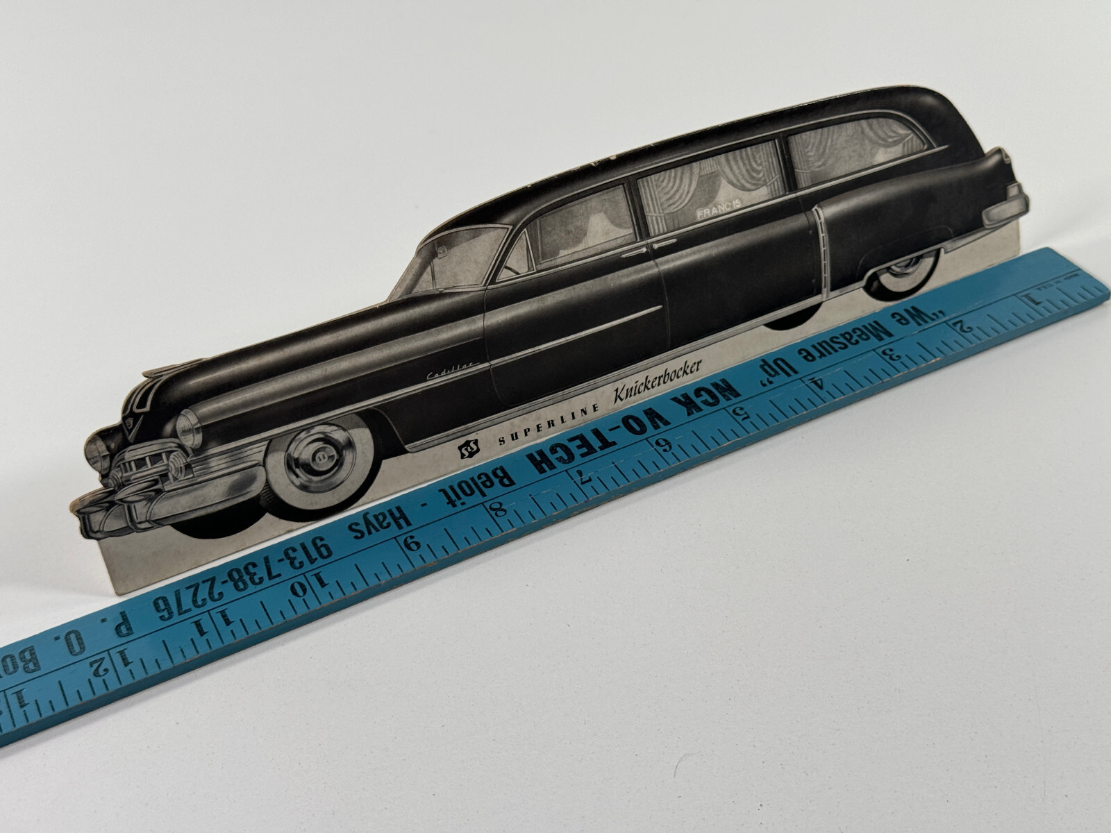 RARE Cadillac Funeral Hearse Superline Knickerbocker Die Cut Store Display SIgn
