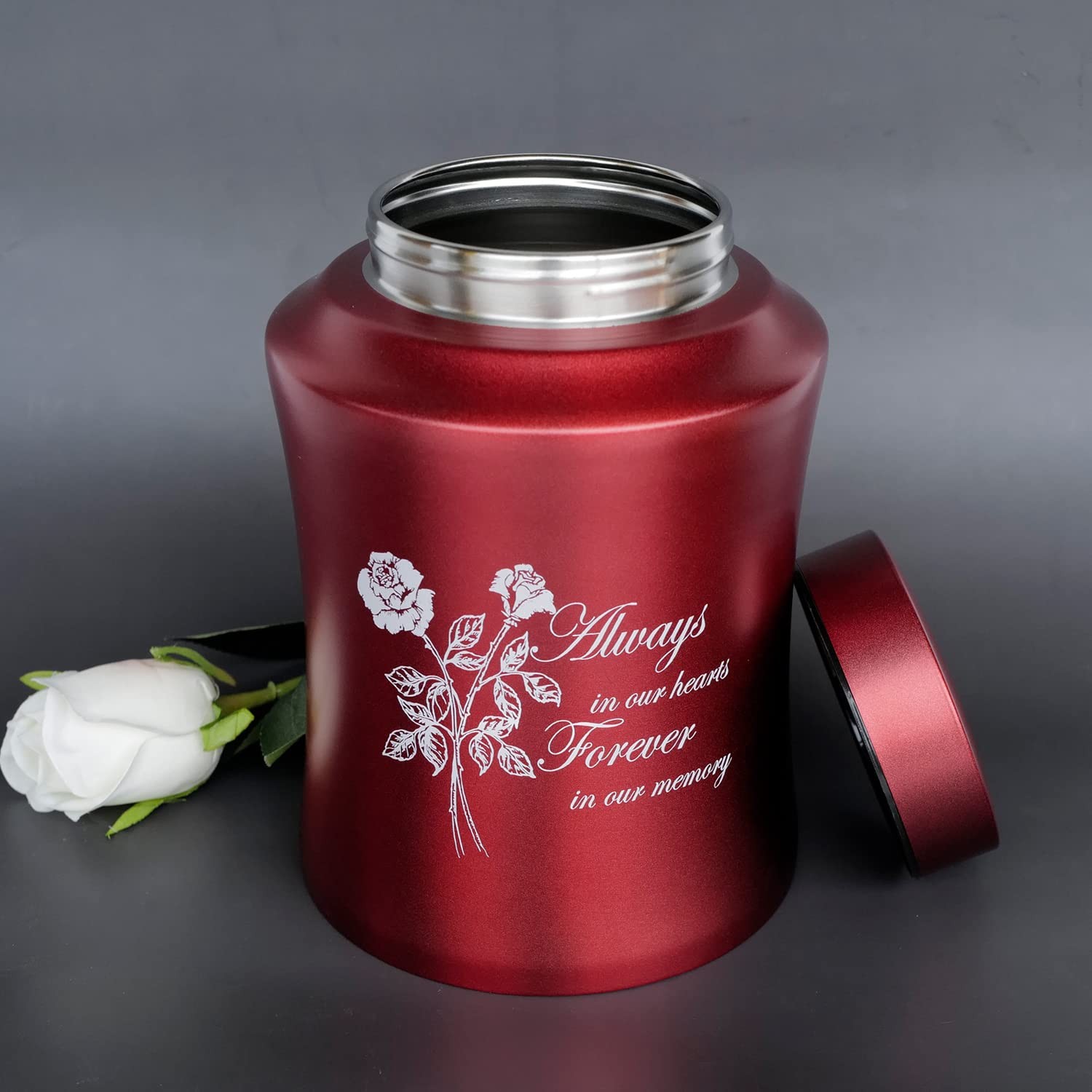 Large Cremation Urns for Adult Human Ashes, 160 lbs, Rose of Love-red