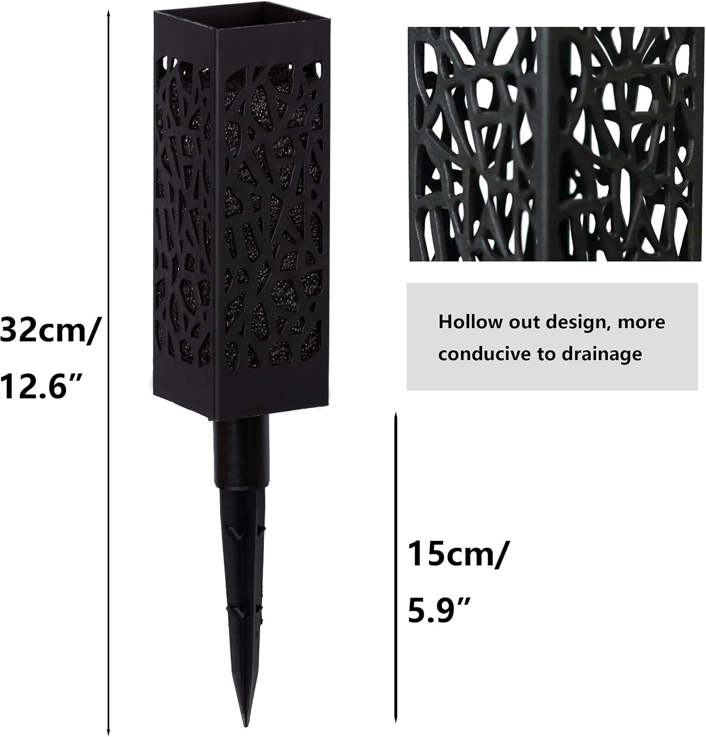 Cemetery Vases with Spikes and Foam – Cemetery Flower Holders with Black Drainag