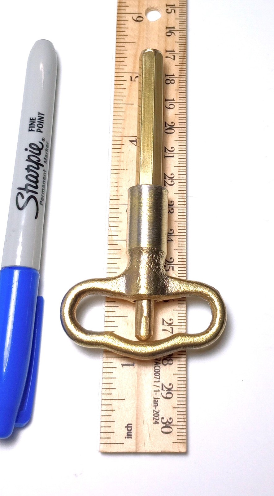 Yellow Brass Pocket Casket Key / Coffin Key
