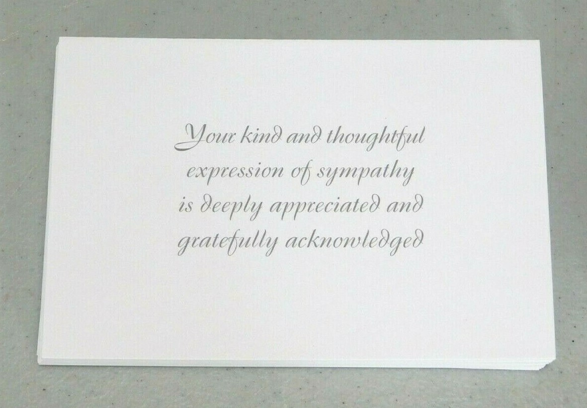 CRESCENT MEMORIAL thank you cards for funeral blank inside 5 x 3.5″ box of 25