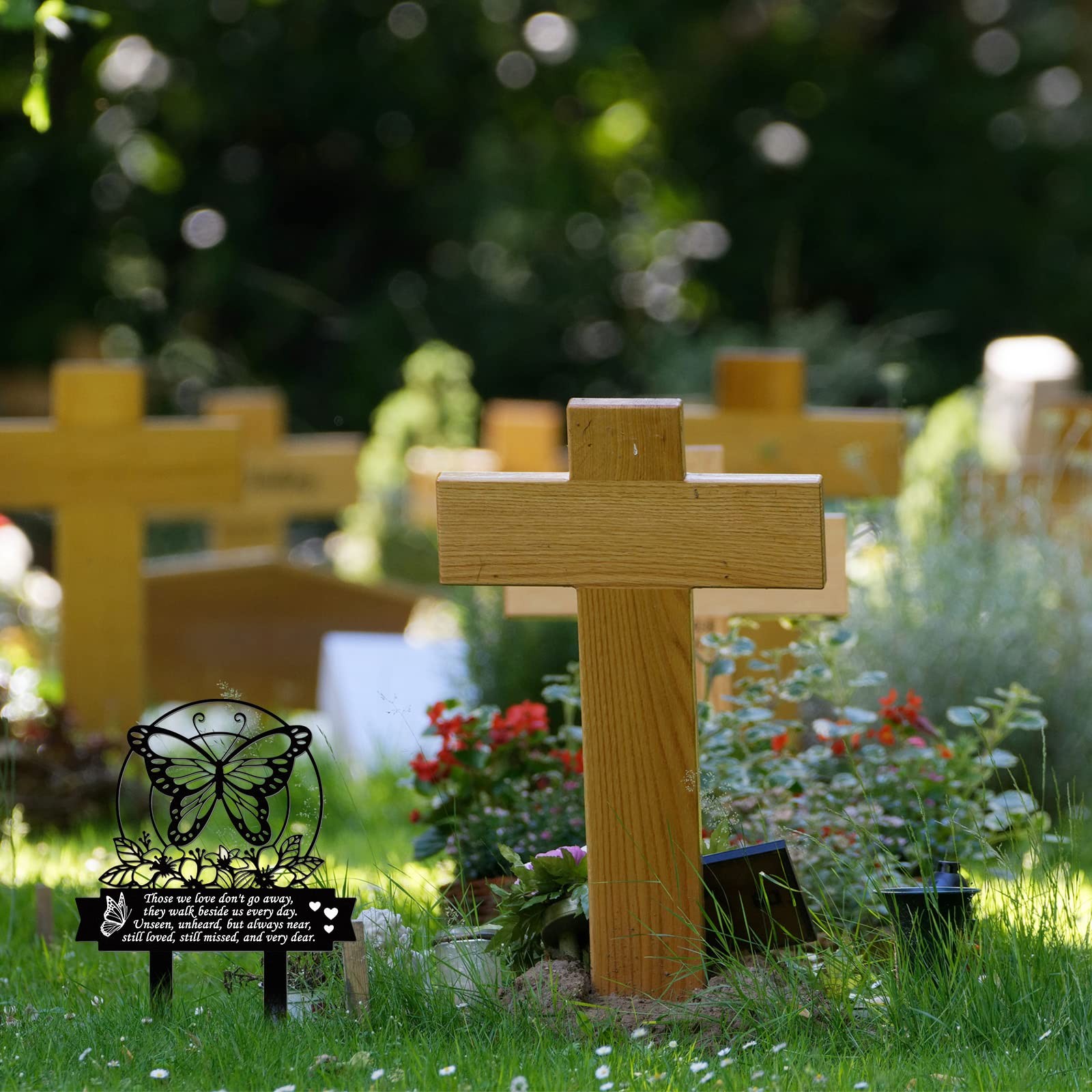 Geelin Butterfly Memorial Stake Decorations for Dad Cemetery Black