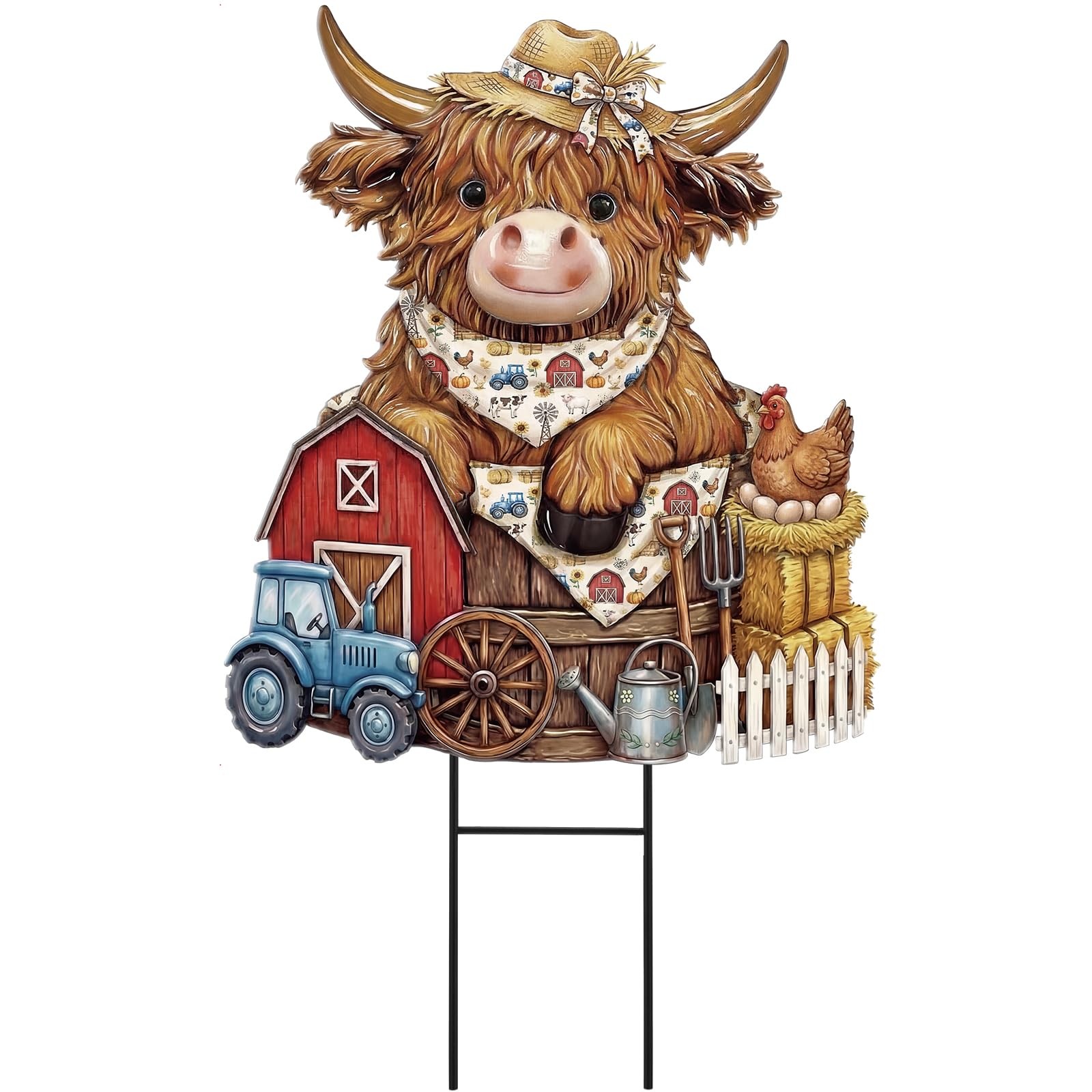 Rustic Highland Cow Outdoor Decor Farmhouse Metal Garden Stakes Chicken Farm …