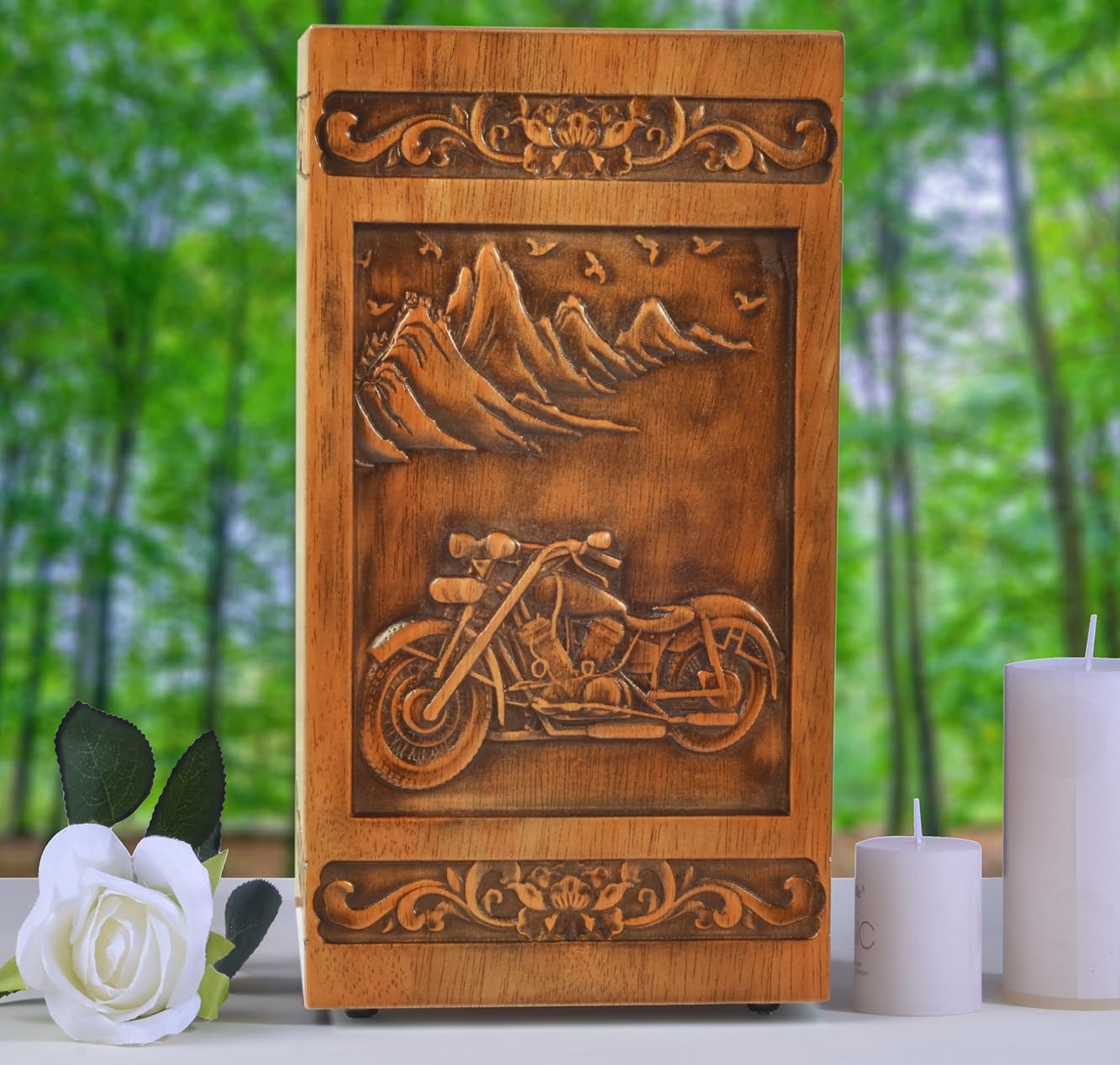 Wooden urn Human Ashes Cremation Adult Funeral Burial Casket Decorative Memor…