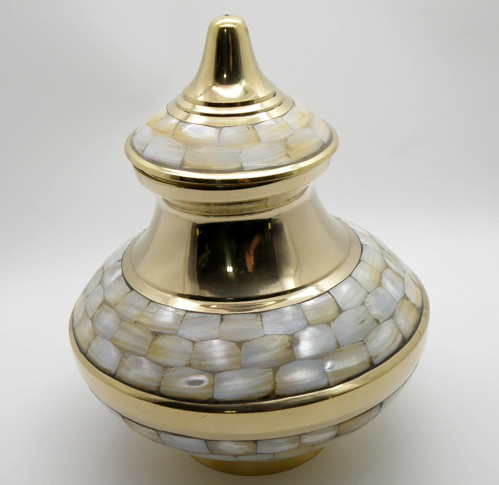 Adult Cremation Urn MOTHER OF PEARL 30-A-595 by TerryBear Inc Brass 200 cu”