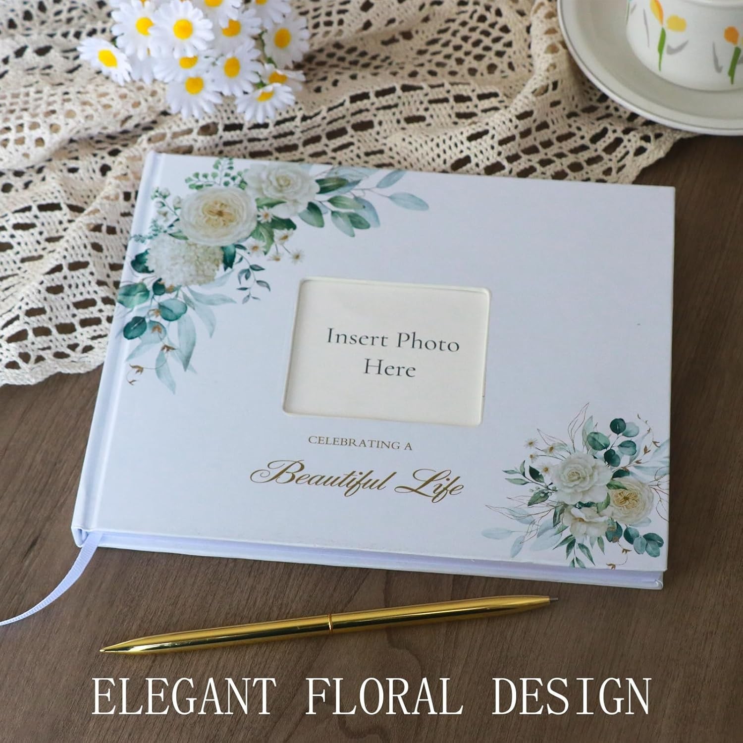Funeral Guest Book for Memorial Service Celebration of Life Guest Book & Pen