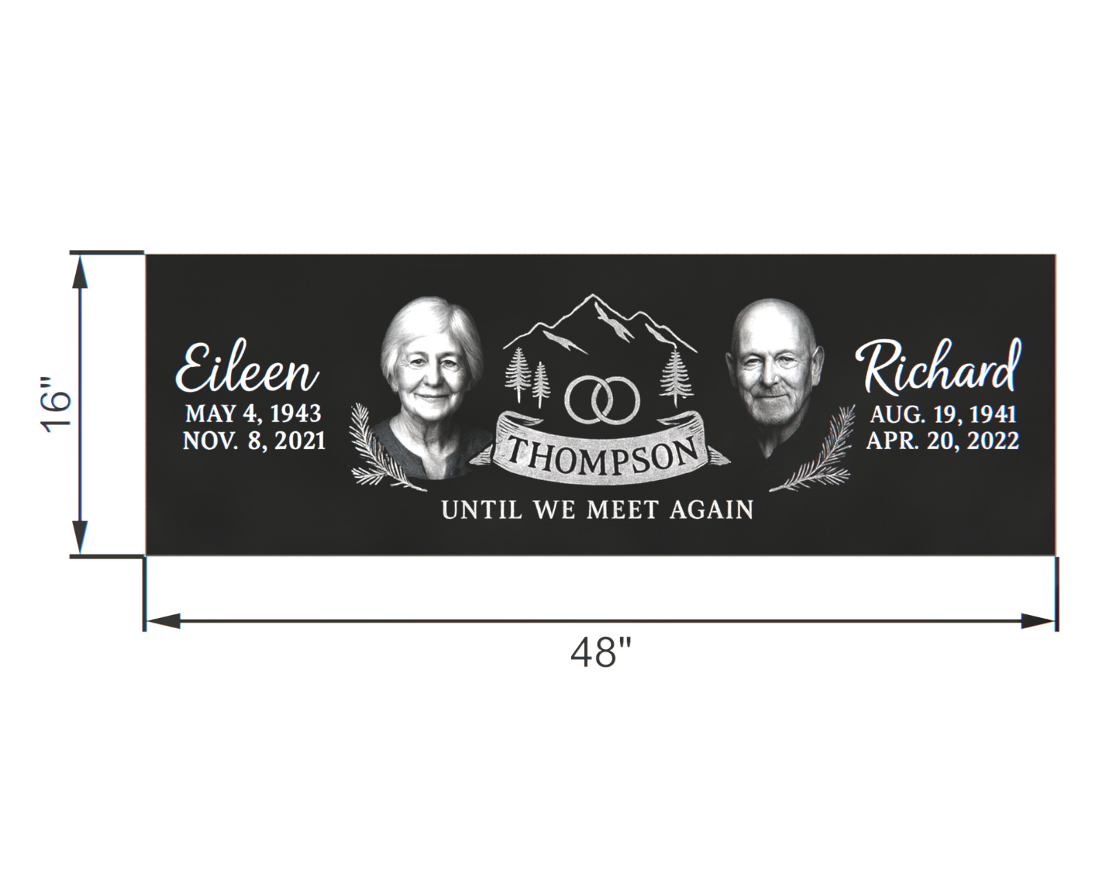 Custom Granite Headstone – 48x16x4 – Personalized Flat Marker