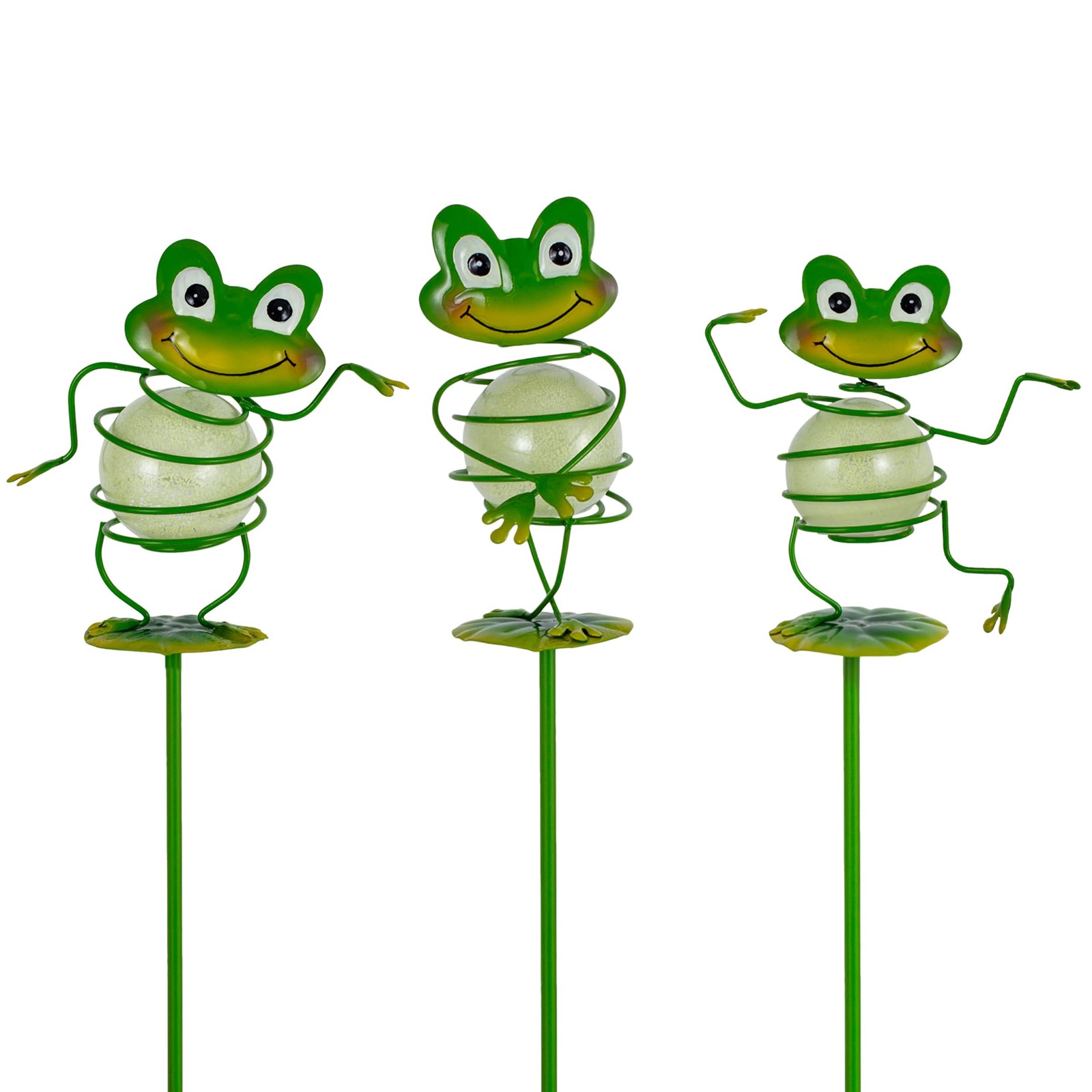 25″ Glowing Frog Garden Stakes – 3 Pcs Decorative Metal Yard Art for Outdoors