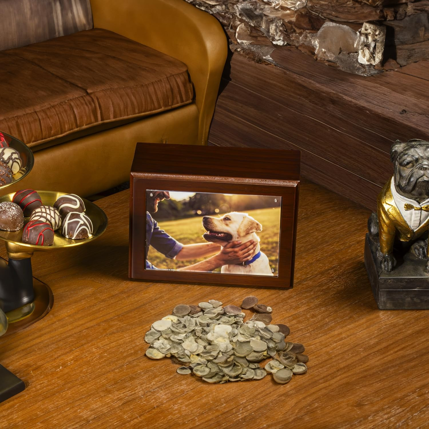Companion Photo Urn with Acrylic Magnetic Picture Frame for Human and Pet Ashes,