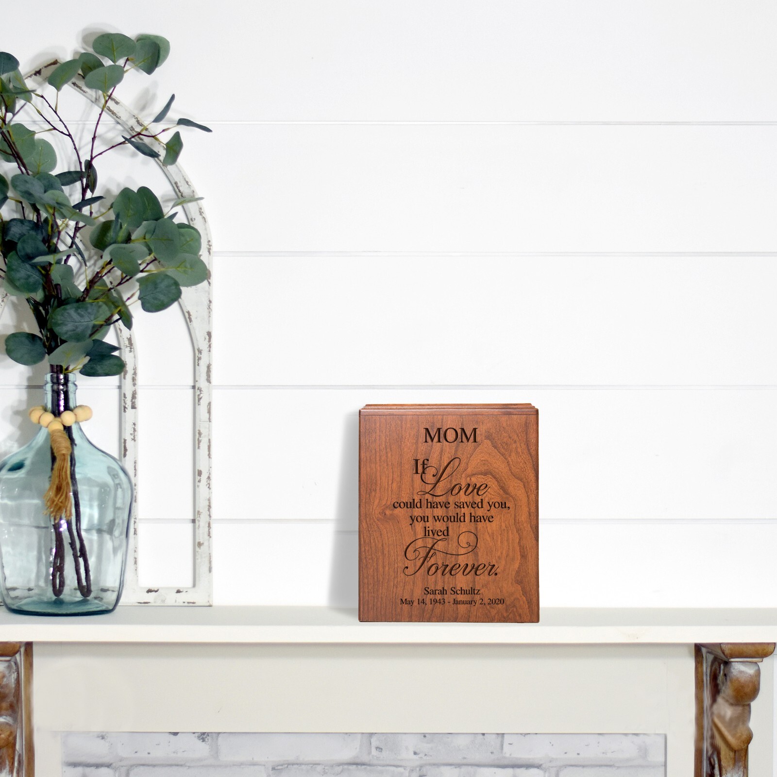 Custom Wooden Economy Urn Box holds 280 cu in of Human Ashes 7.75×9.5 – Mom