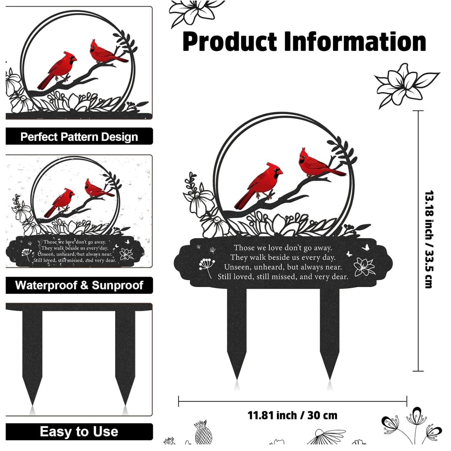 Grave Decorations for Loss – Metal Cardinal Memorial Plaques
