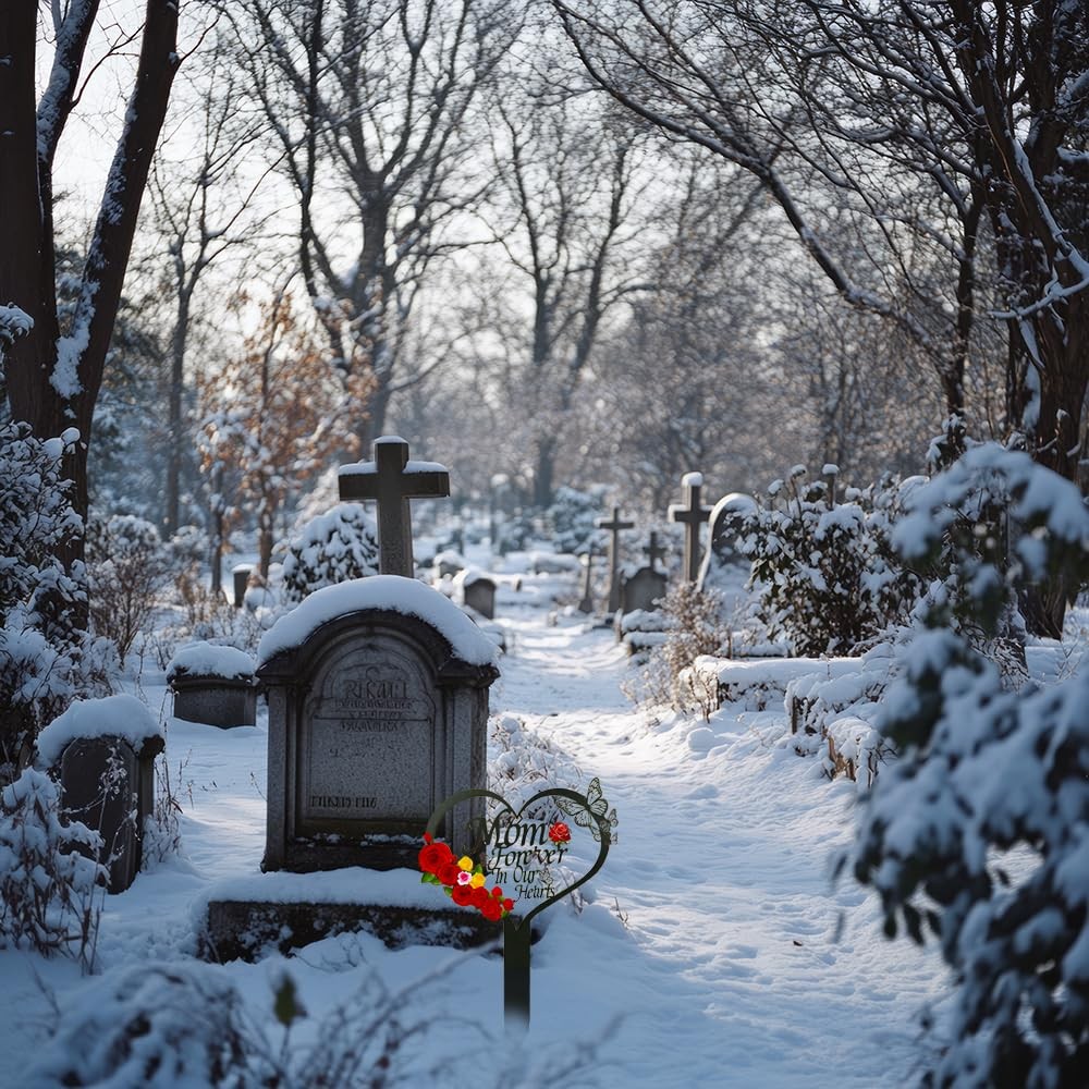 Cemetery Decorations for Graves | Heart Memorial Plaque Stake for Outdoors