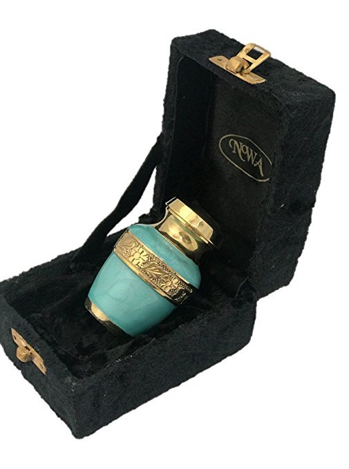Beautiful Sea Green And Gold Finish Keepsake With a Velvet Box And Free Shipping