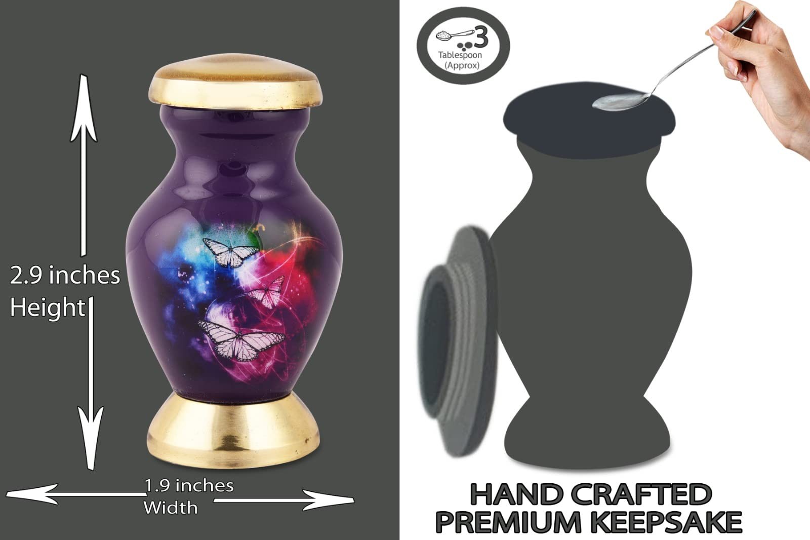 BOLD & DIVINE Butterfly Theme Cremation Urns | Small (Set of 4), Dark Purple