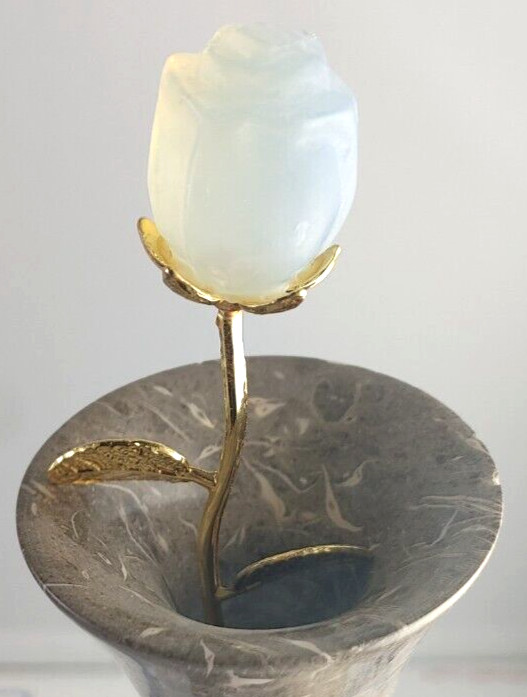 Opal Opalite Rose Flower Headstone Cemetary Grave Tombstone Forever Eternal