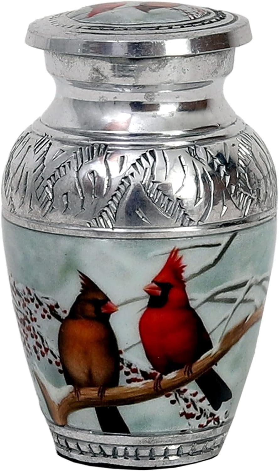 Beautiful Small Cardinal Couple Bird Keepsake Urn – Memorial for Human Ashes wit