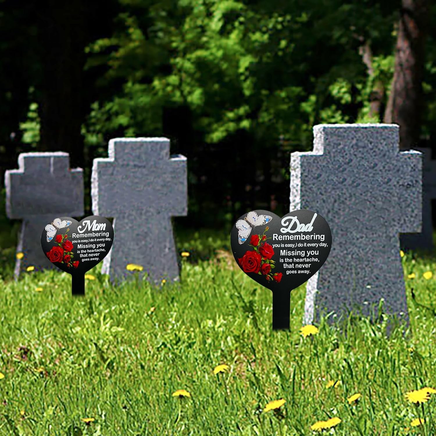 Dad Memorial Heart Shaped Plaque Cemetery Decoration Grave Stake Sympathy Gift