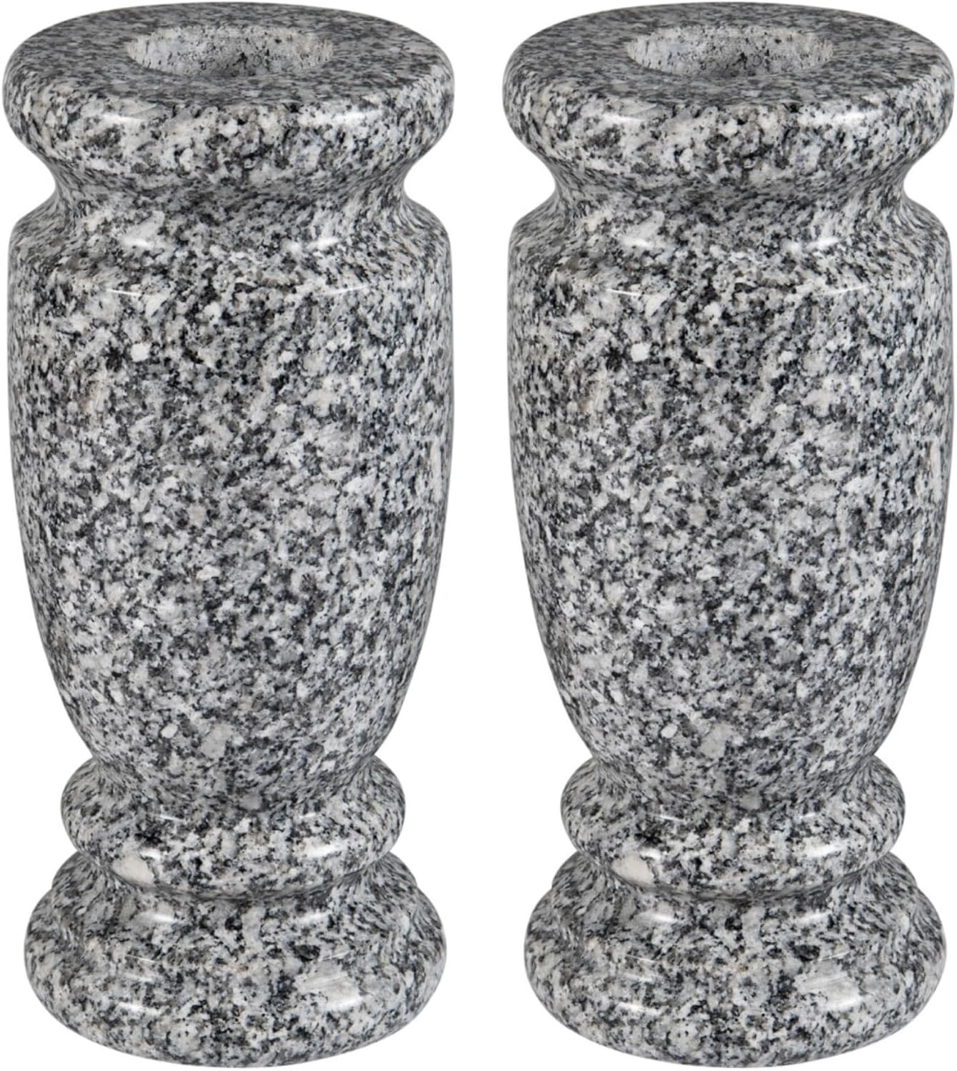 Gray Granite Cemetery Vase for Grave, 4.3″ W X 9.8″ H | Gray Granite, Side Drain