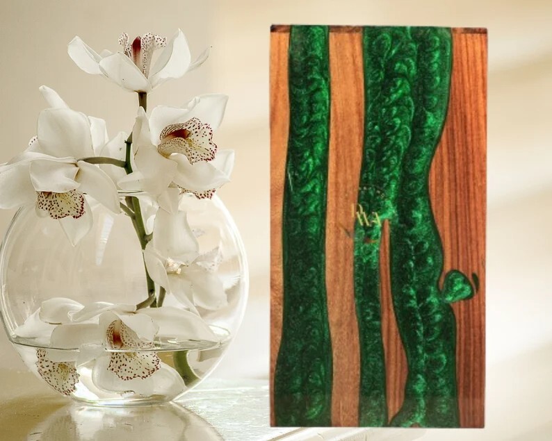Rosewood Cremation Urn For Human Ashes, Green Resin Urn Box, Adults Urn, Pet Urn