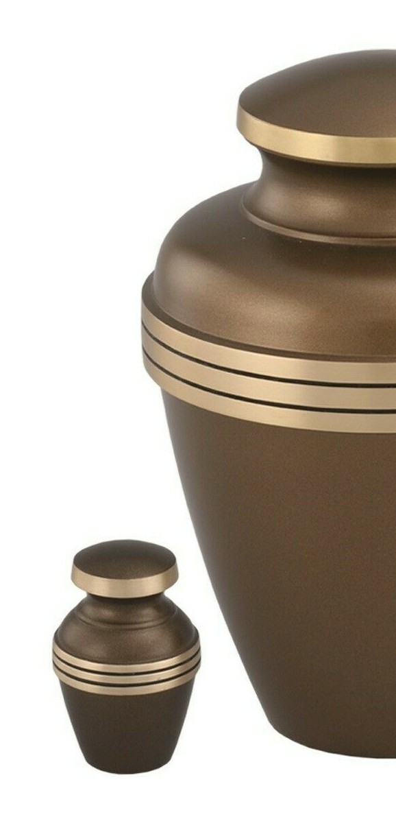Ashen Brown Cremation Urn for Human Ashes, Keepsake