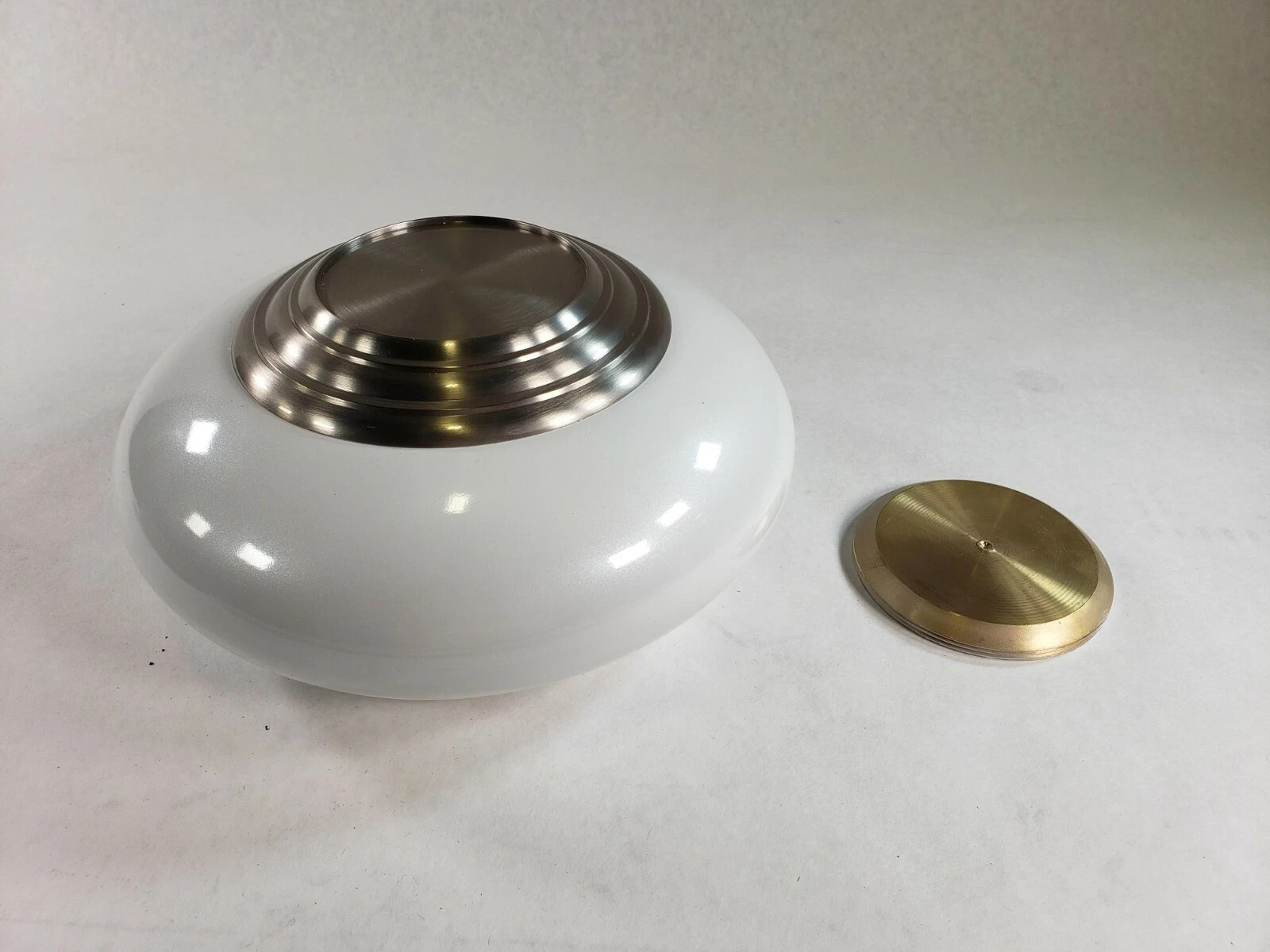 Handcrafted Brass Gem On Top With Polished Accents Ivory Marcelo Miniature Urn