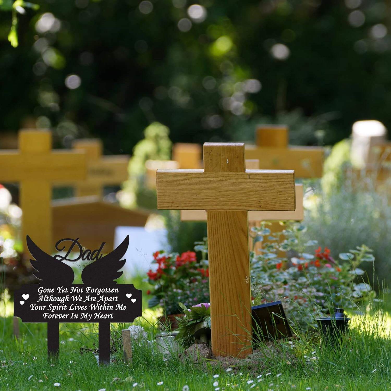 Memorial Stakes Grave Decorations for Cemetery Metal Memorial Grave Marker Water