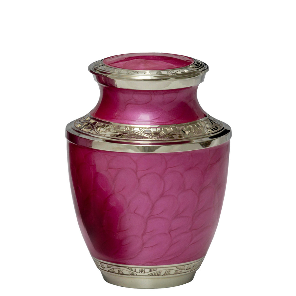 Small/Keepsake 90 Cubic Inches Mother of Pearl Pink Brass Funeral Cremation Urn