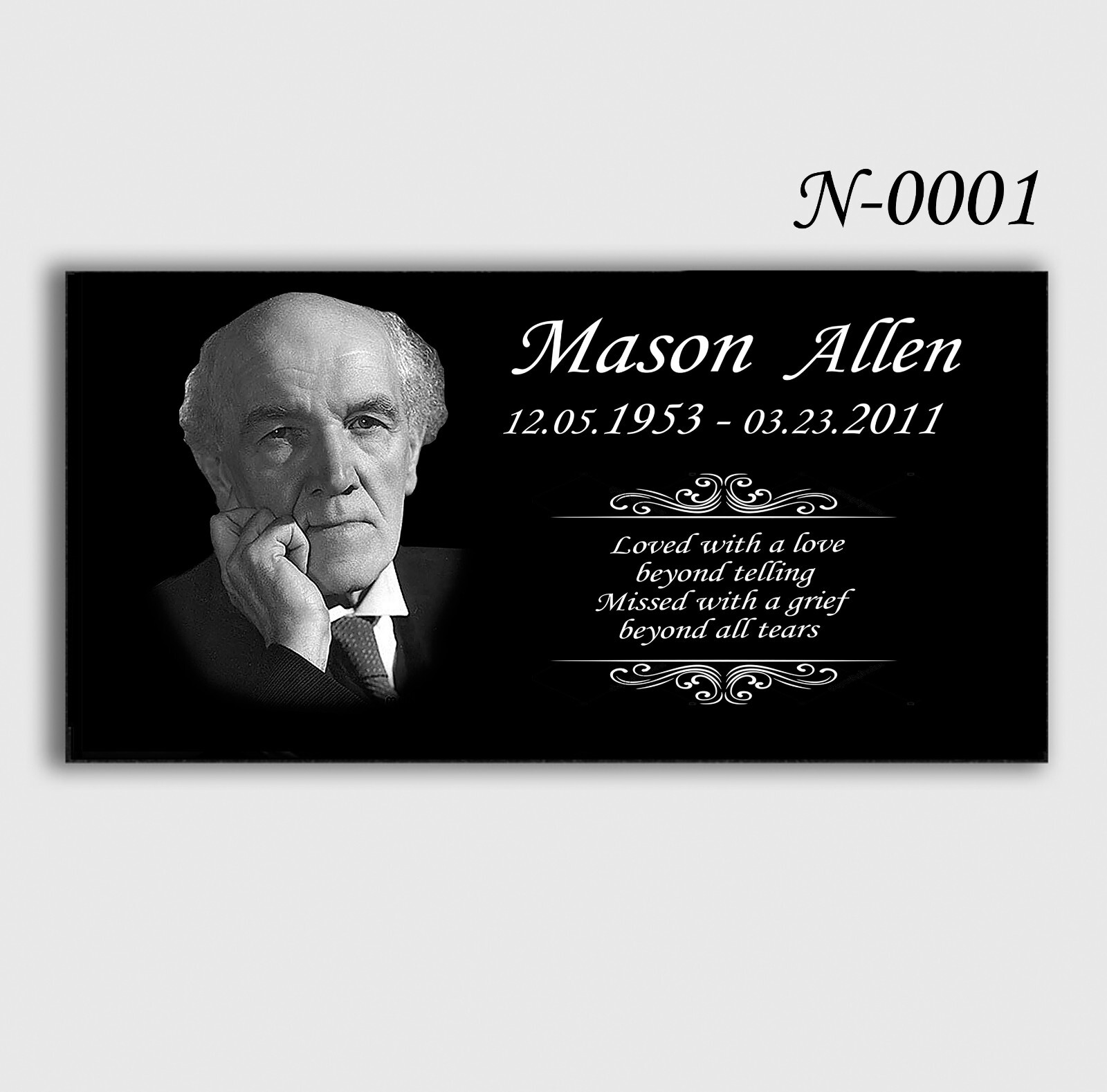 12x24x0.75 inch Human Headstone, Tombstone, Grave Marker, Diamond Engraved
