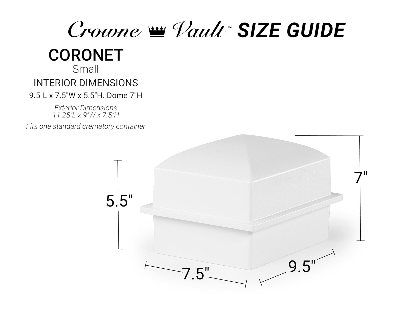 Crowne Vault Compact Urn for Underground Small (Coronet), Granite Grey