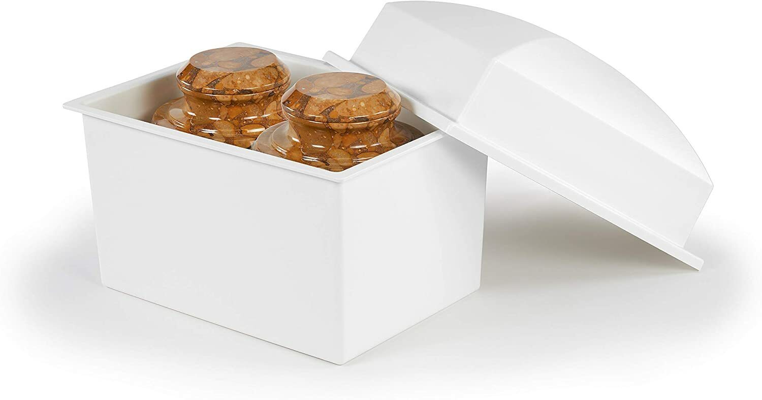 Extra-Large White Polymer Double Funeral Cremation Urn Burial Vault