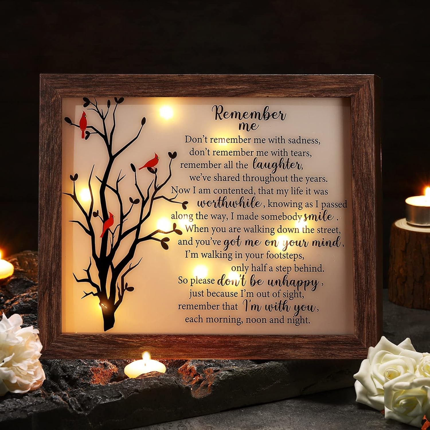 Memorial Gifts LED Shadow Box – Sympathy Gift in Memory of Loved One Gifts, R…