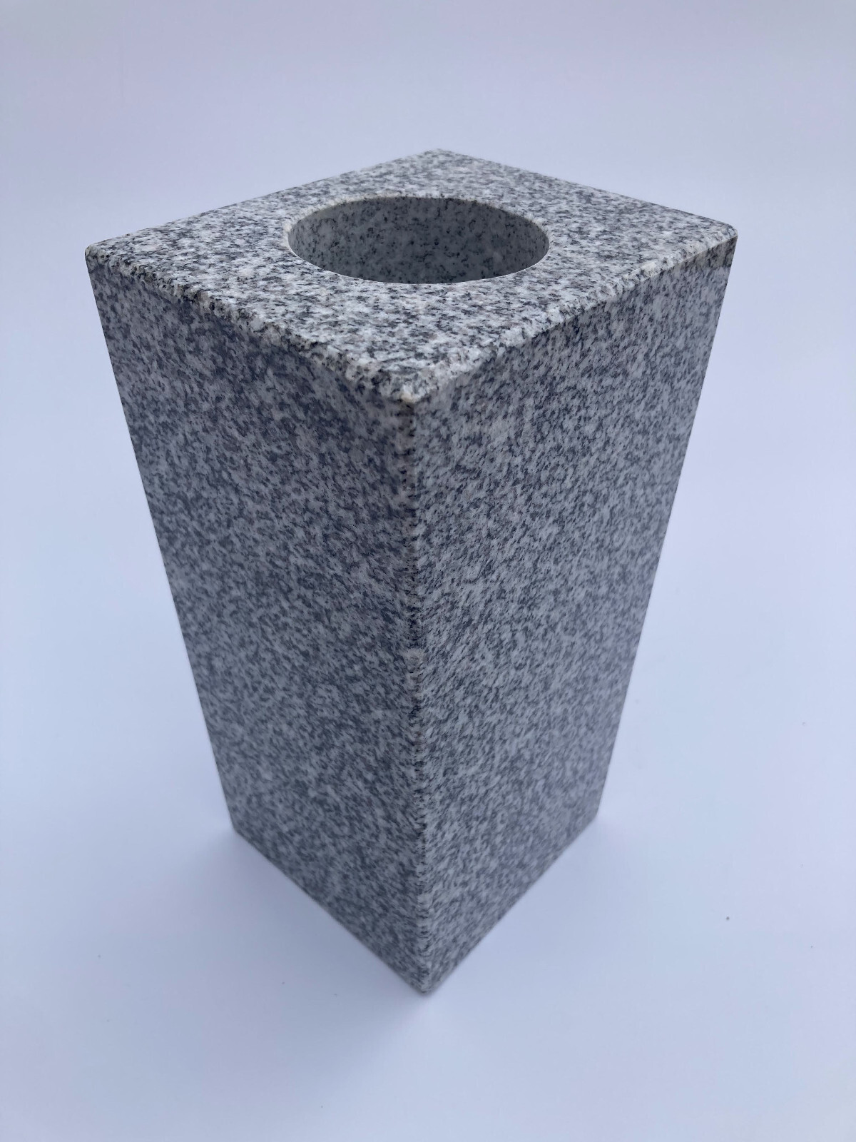 Granite Vase Tapered (5″x4″x9″) Gray Cemetery Grave Polished Entirely
