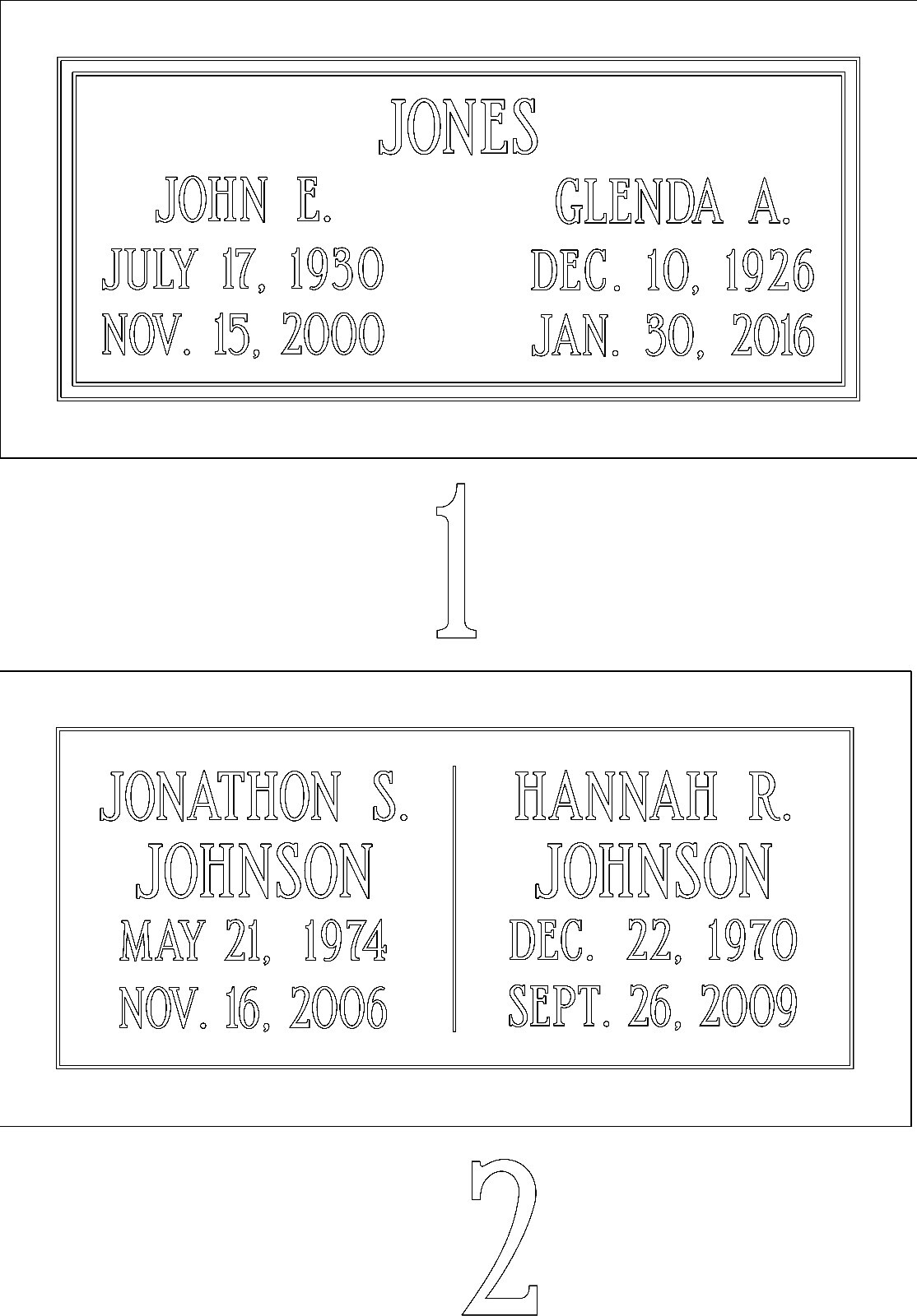 Granite Memorial Flat Companion Grave Marker Cemetery Funeral Gray 24″x12″x4″