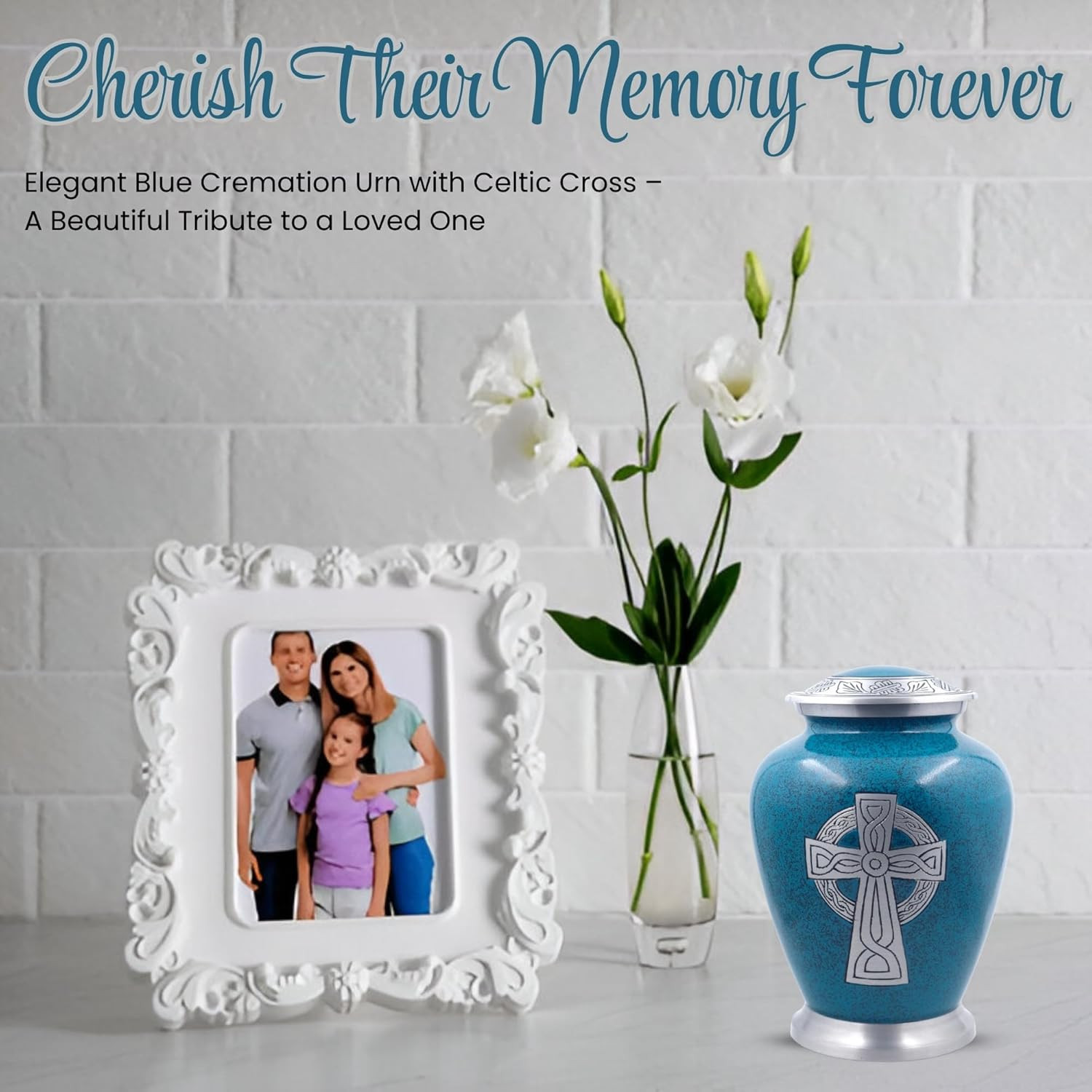 Celtic Cross Aluminium Cremation Urn for Adult Ashes – Handcrafted Granite Finis