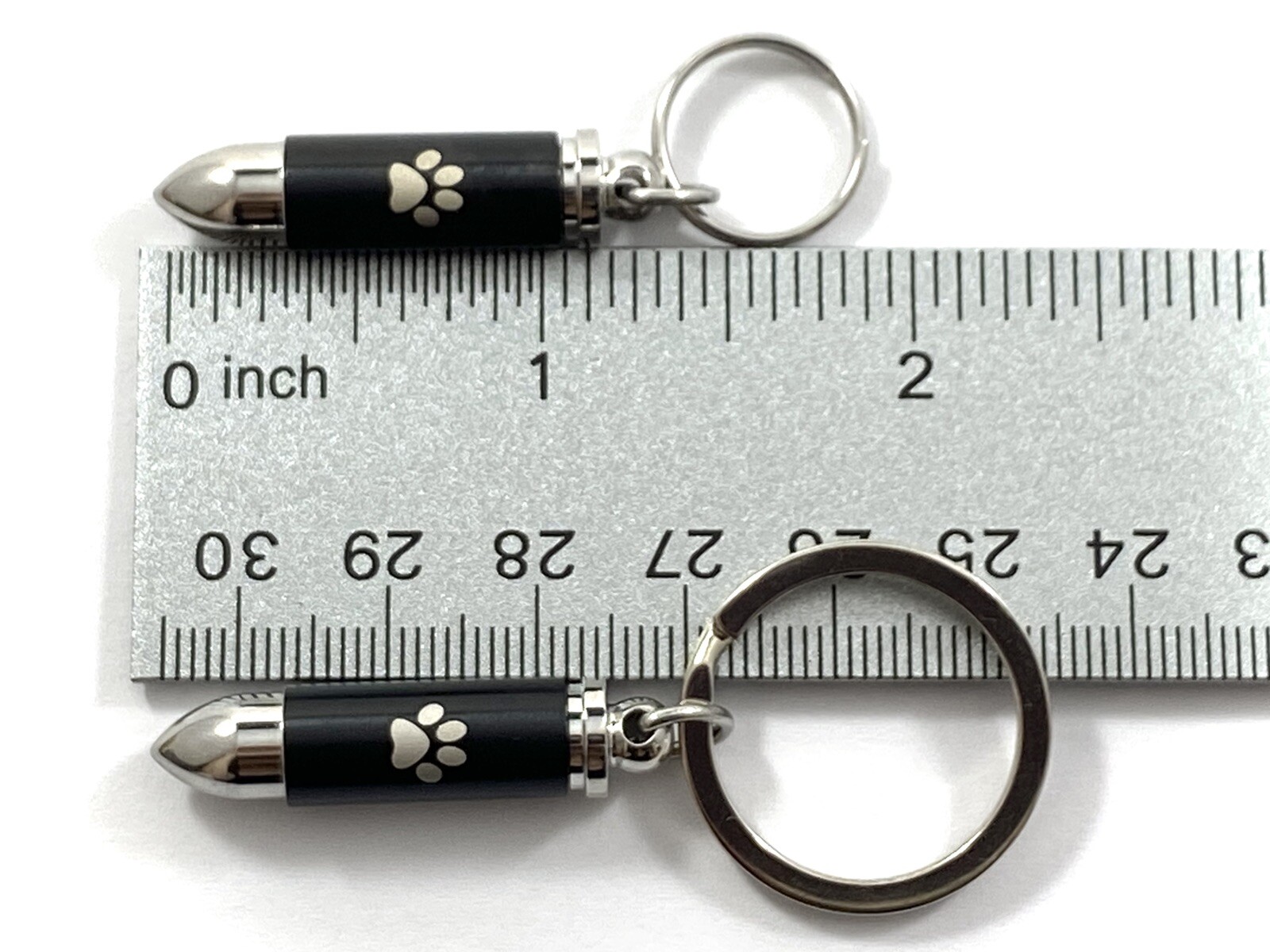 Keyring Urn 1″ Key Chain Mens SMALL BULLET Cremation Pendant Pet Dog Cat Paw Man